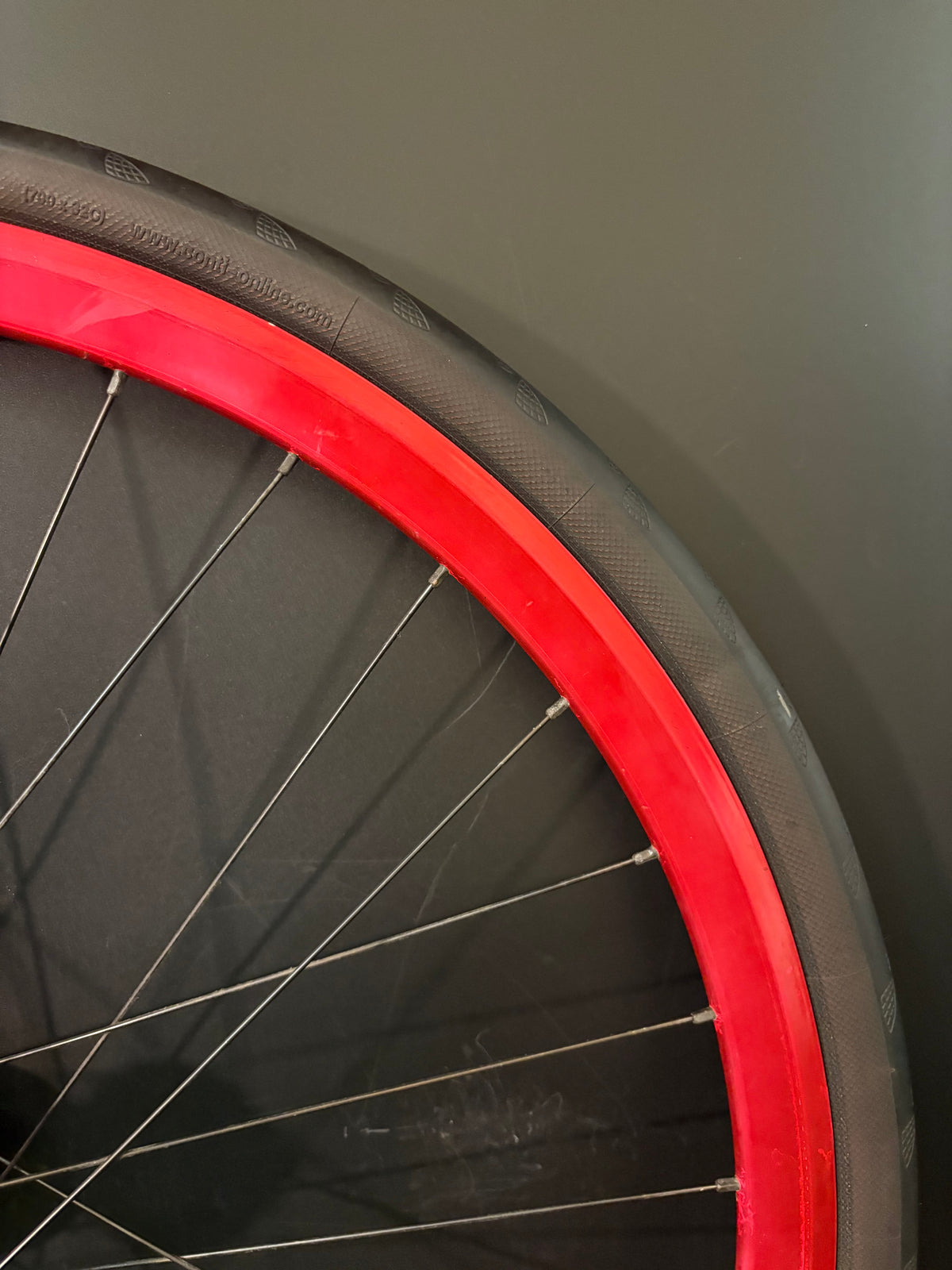 Velocity Deep V / Phil Wood Wheelset Red 32h