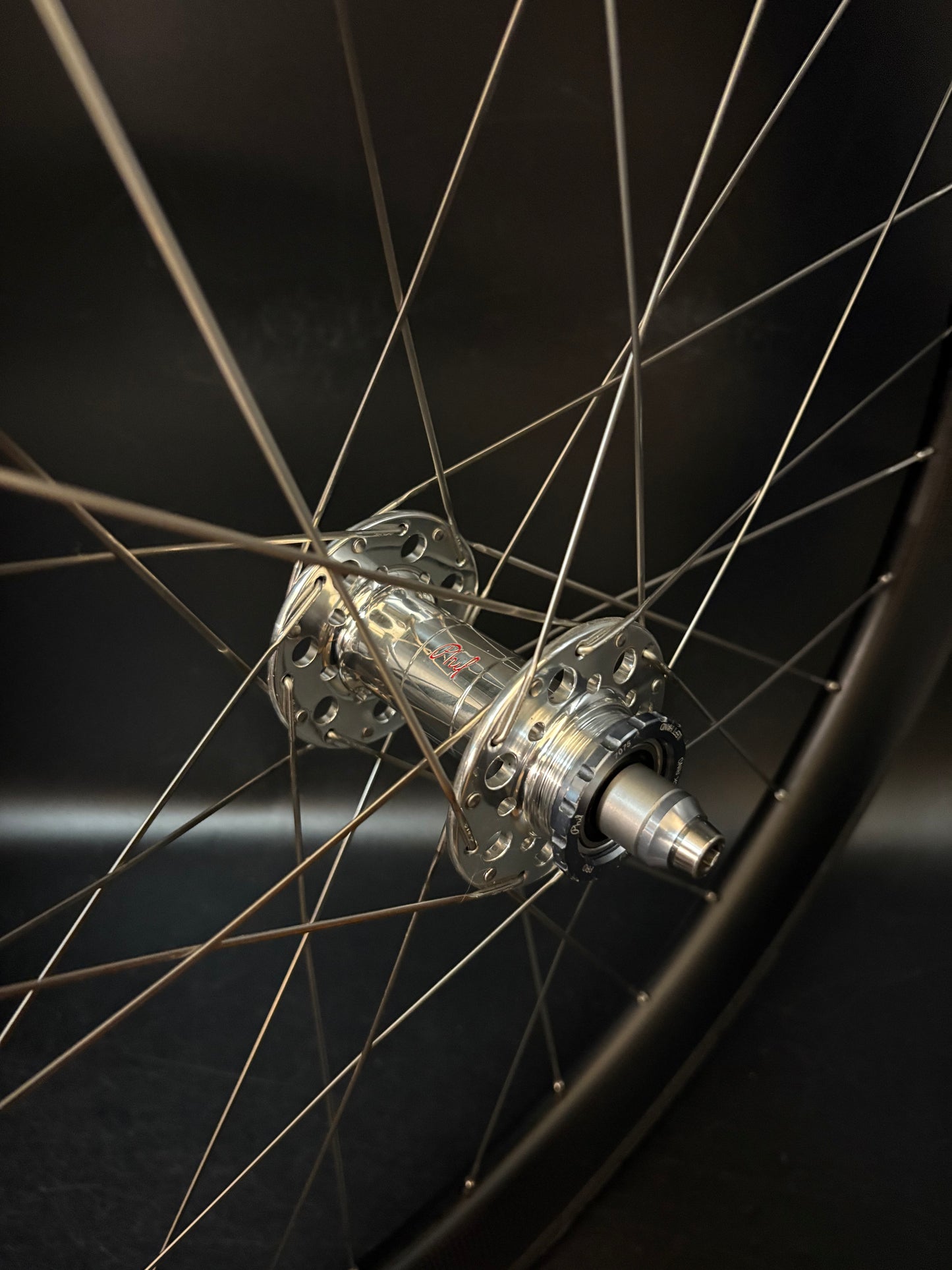 Light Bicycle R55 + R65 Carbon Clincher Rims / Phil Wood Pro HF Silver Wheelset 24/28h