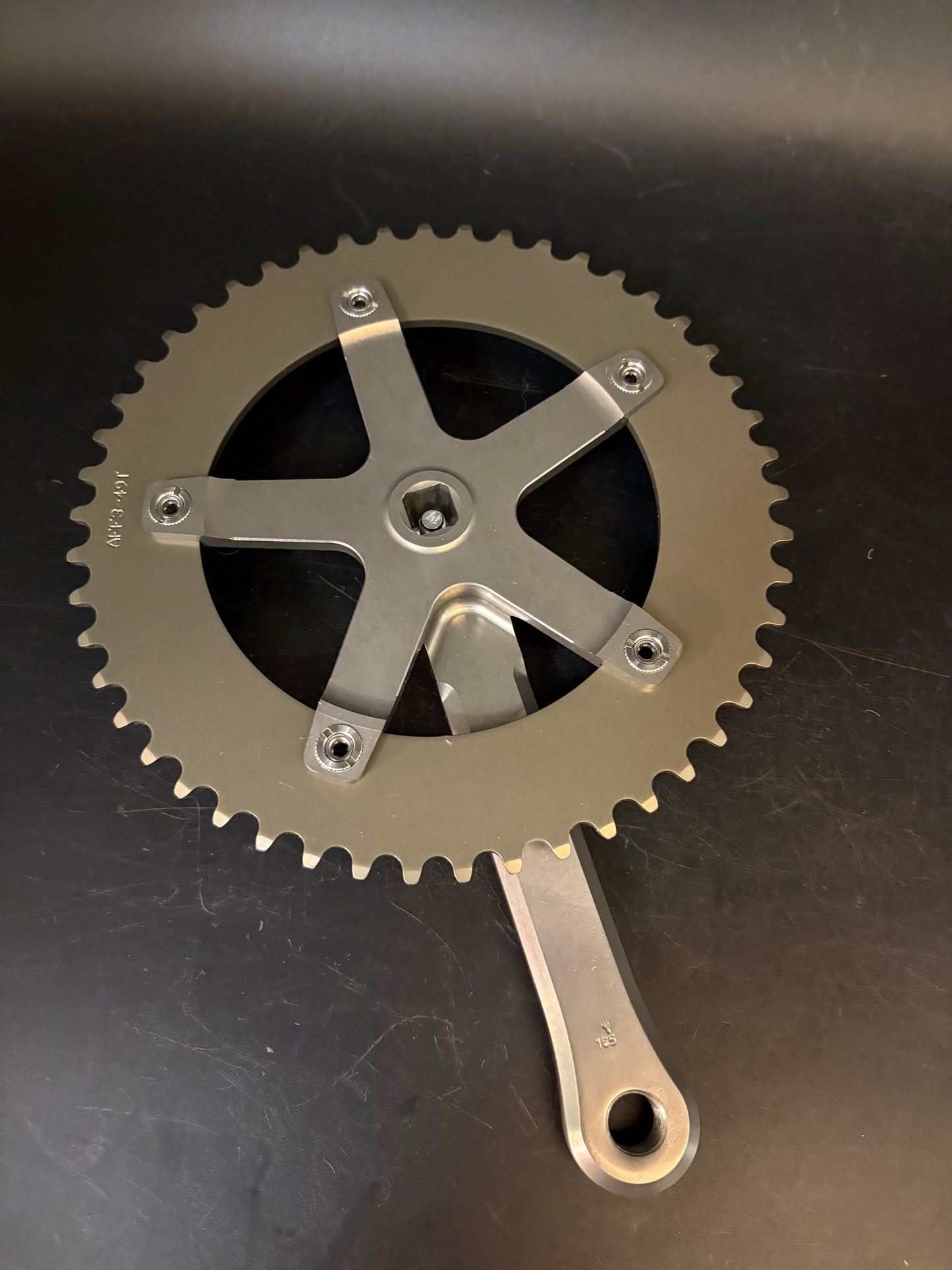Affinity Pro Track Crankset Hard Ano Grey 165mm 49t