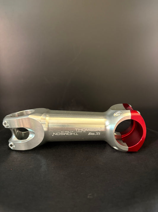 Thomson X4 Stem Silver 120mm 31.8 10deg w/ Red Faceplate